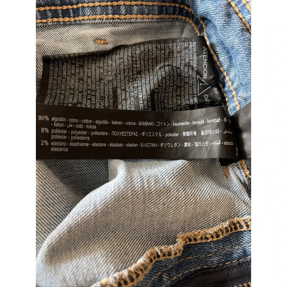 Zara Marine Straight Jeans Raw Hem High Rise Wide Leg Women's Size 4 Coastal - Picture 5 of 7